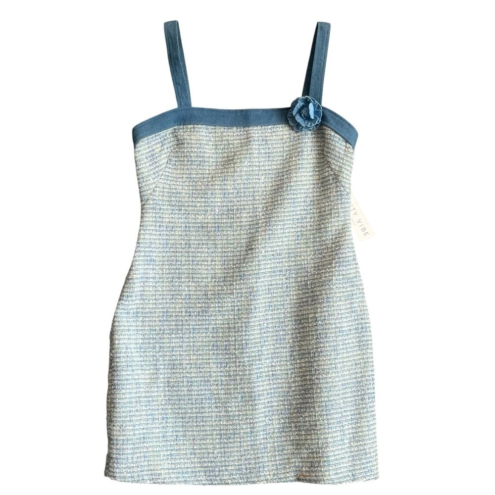 City Vibe Short Plaid Tweed Mini Sheath Dress